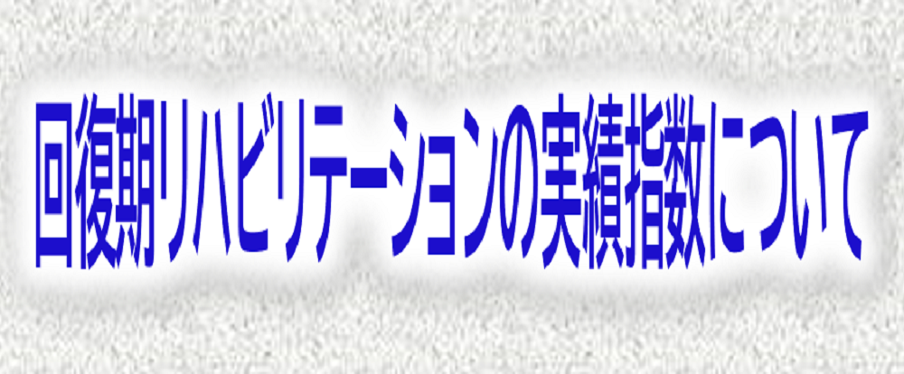 回復期リハビリテーションの実績指数について