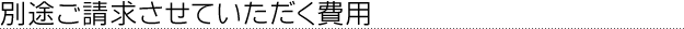 別途ご請求させていただく費用